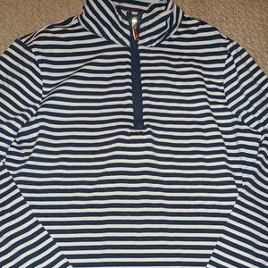 Ladies Navy/White Striped Long SLeeved Zipper Accent Top S